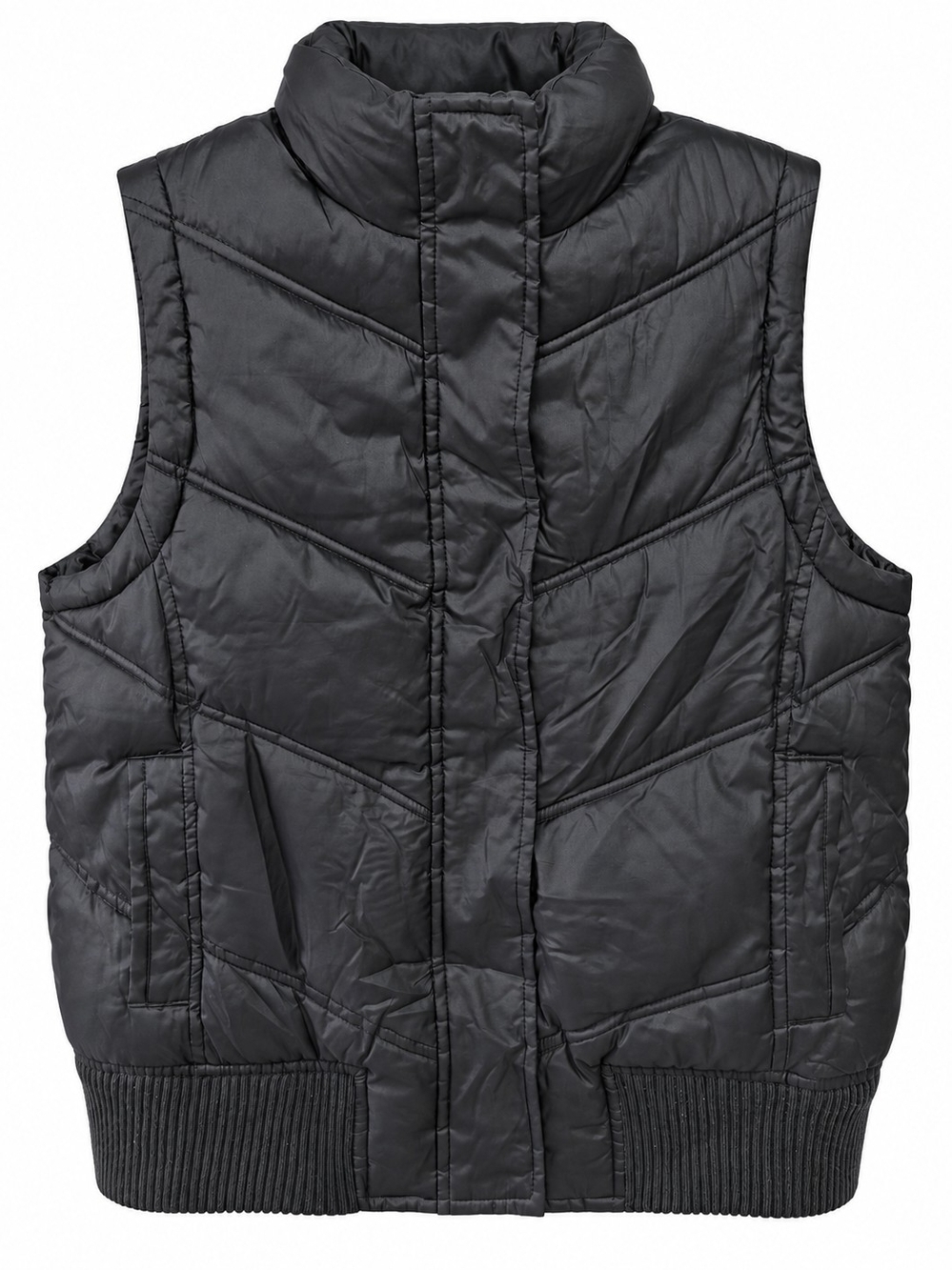 GAP Black Quilted High-Collar Puffer Vest